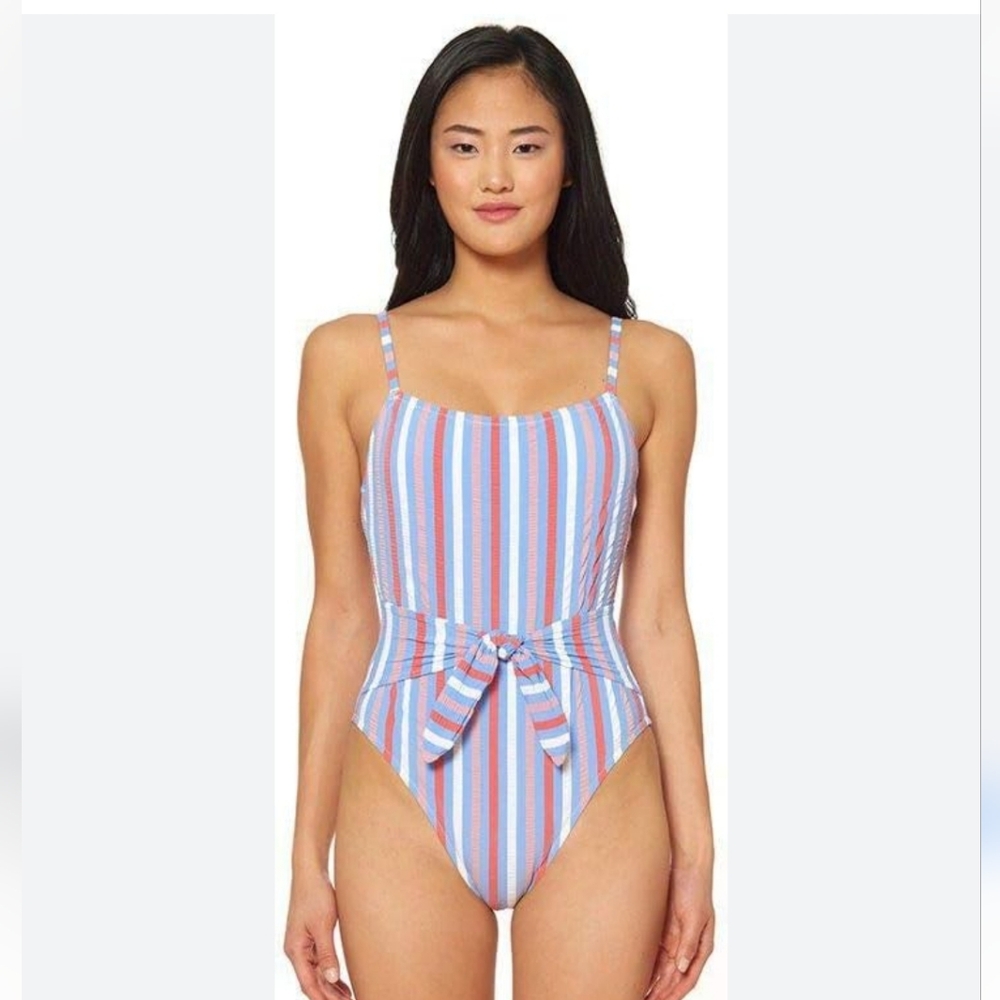NWT JESSICA SIMPSON MIAMI Striped One-Piece Swimsuit XL - Picture 2 of 5
